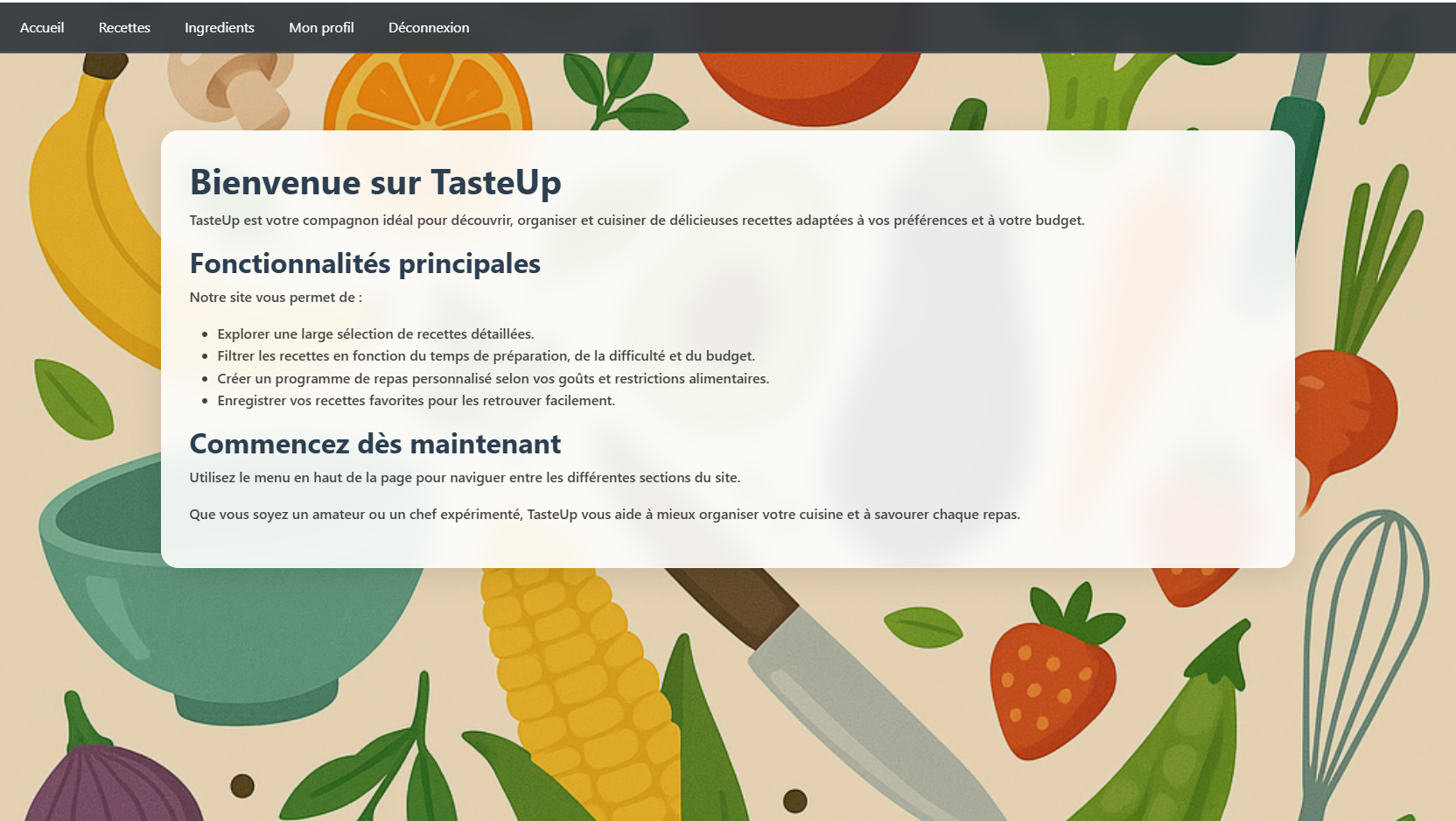 Site de recettes de cuisine